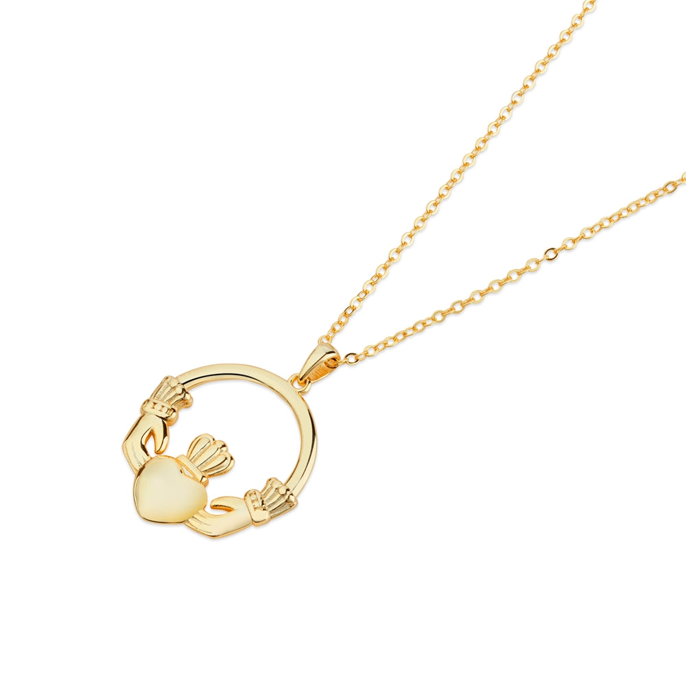 Argento Gold Puffy Claddagh Necklace