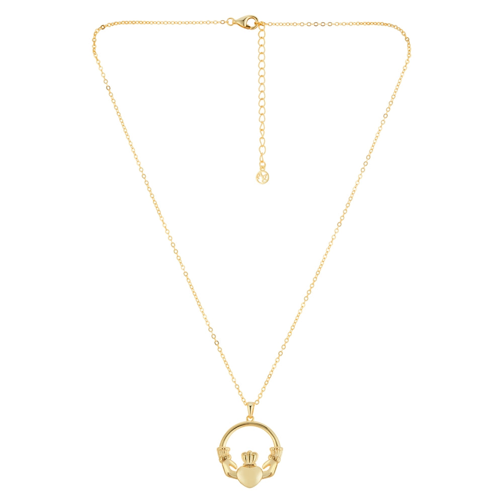 Argento Gold Puffy Claddagh Necklace