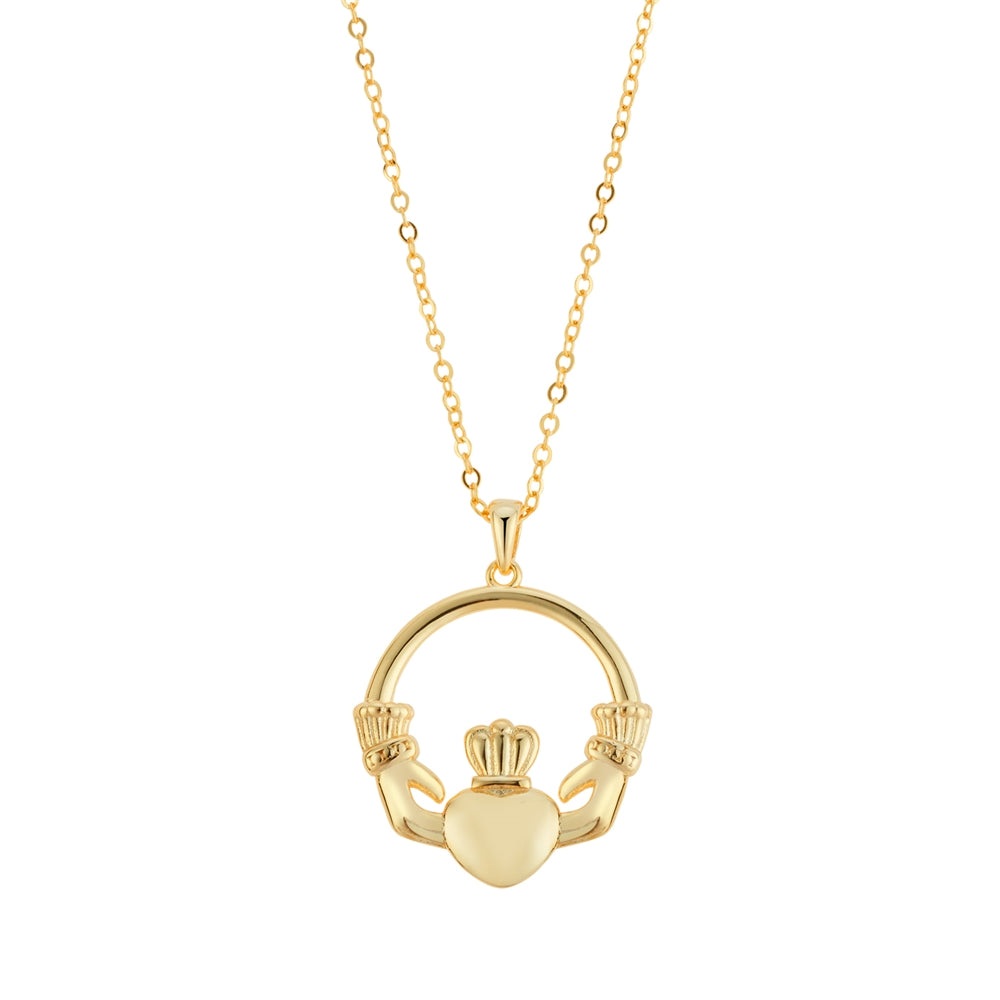 Argento Gold Puffy Claddagh Necklace
