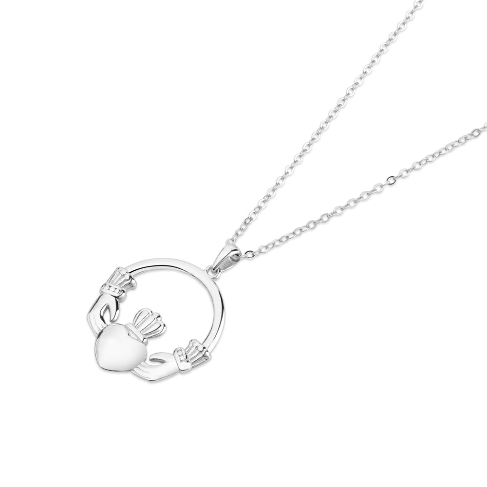 Argento Silver Puffy Claddagh Necklace
