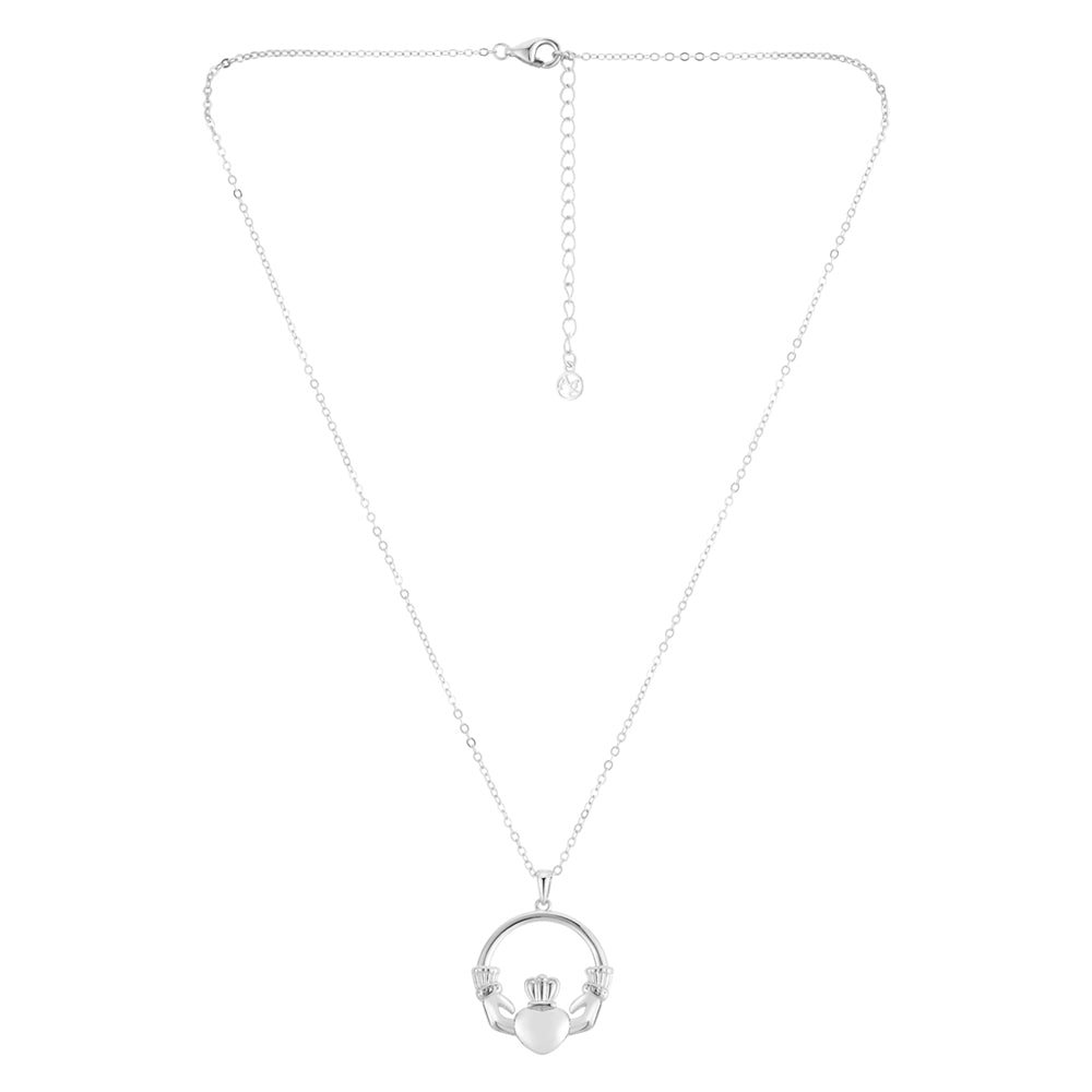 Argento Silver Puffy Claddagh Necklace