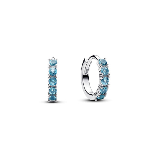 Pandora Silver Blue Crystal Huggie Earrings