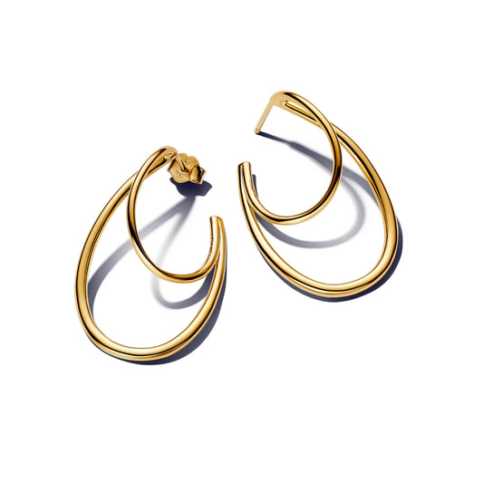 Pandora Gold Organically Shaped Double Hoop Earrings