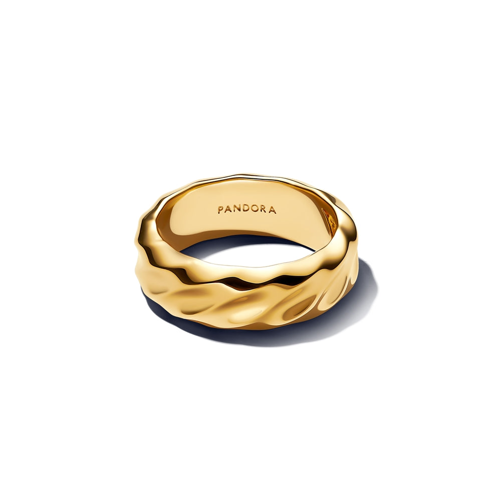 Pandora Gold Rippled Wide Band Ring