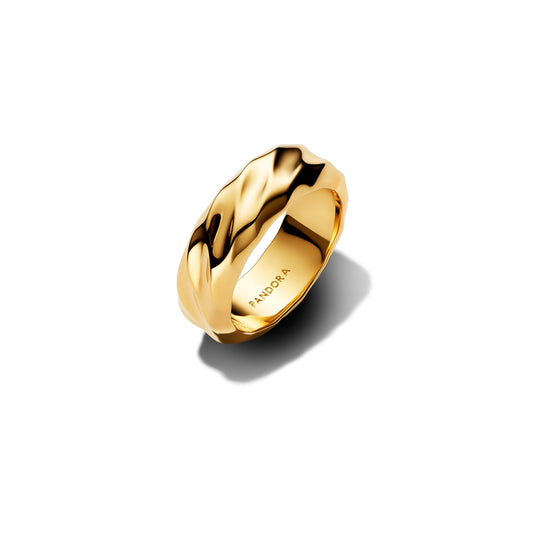 Pandora Gold Rippled Wide Band Ring