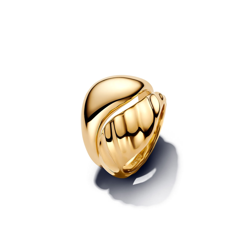 Pandora Gold Rippled Stacking Rings