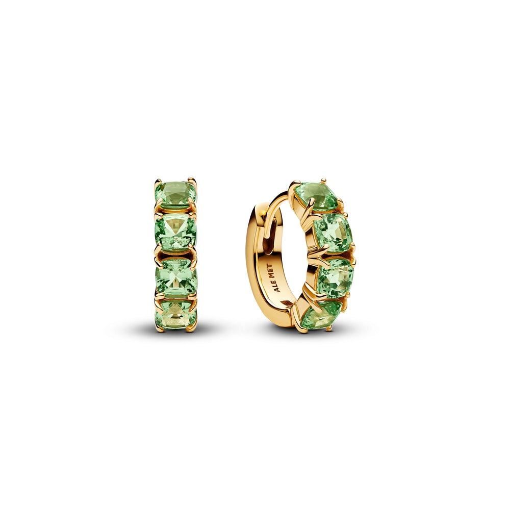 Pandora Gold Green Crystal Hoop Earrings
