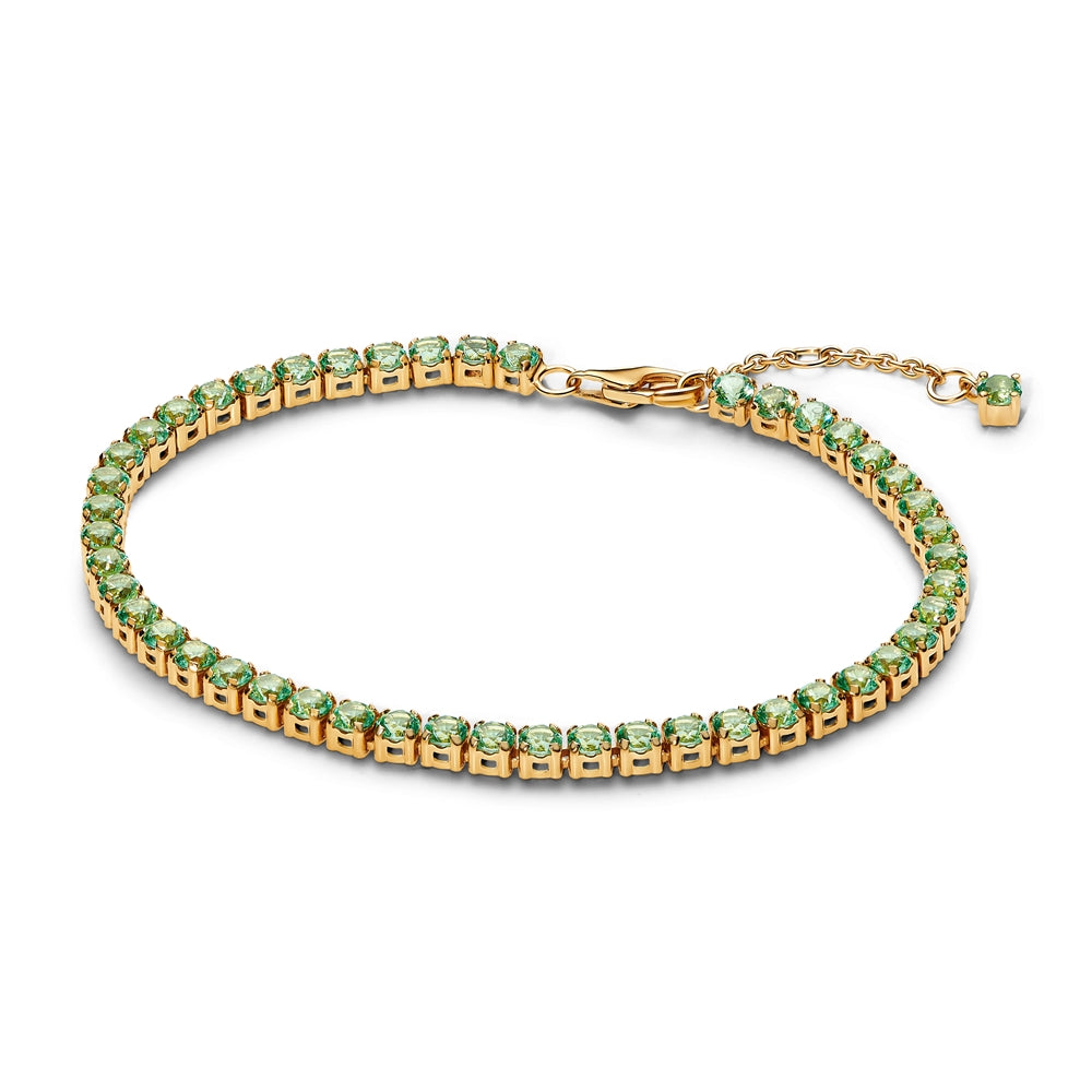 Pandora Gold Sparkling Green Tennis Bracelet