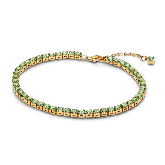 Pandora Gold Sparkling Green Tennis Bracelet
