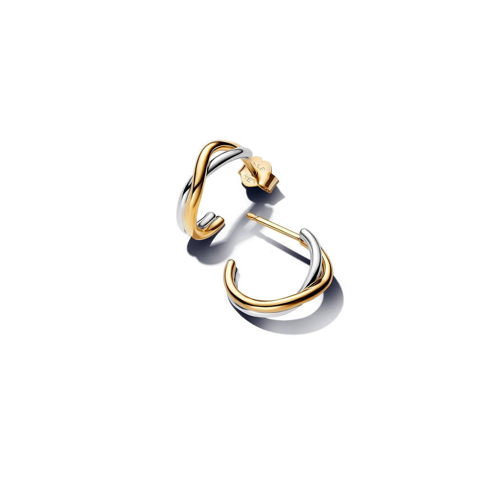 Pandora Gold Organically Shaped Two-Tone Hoop Earrings