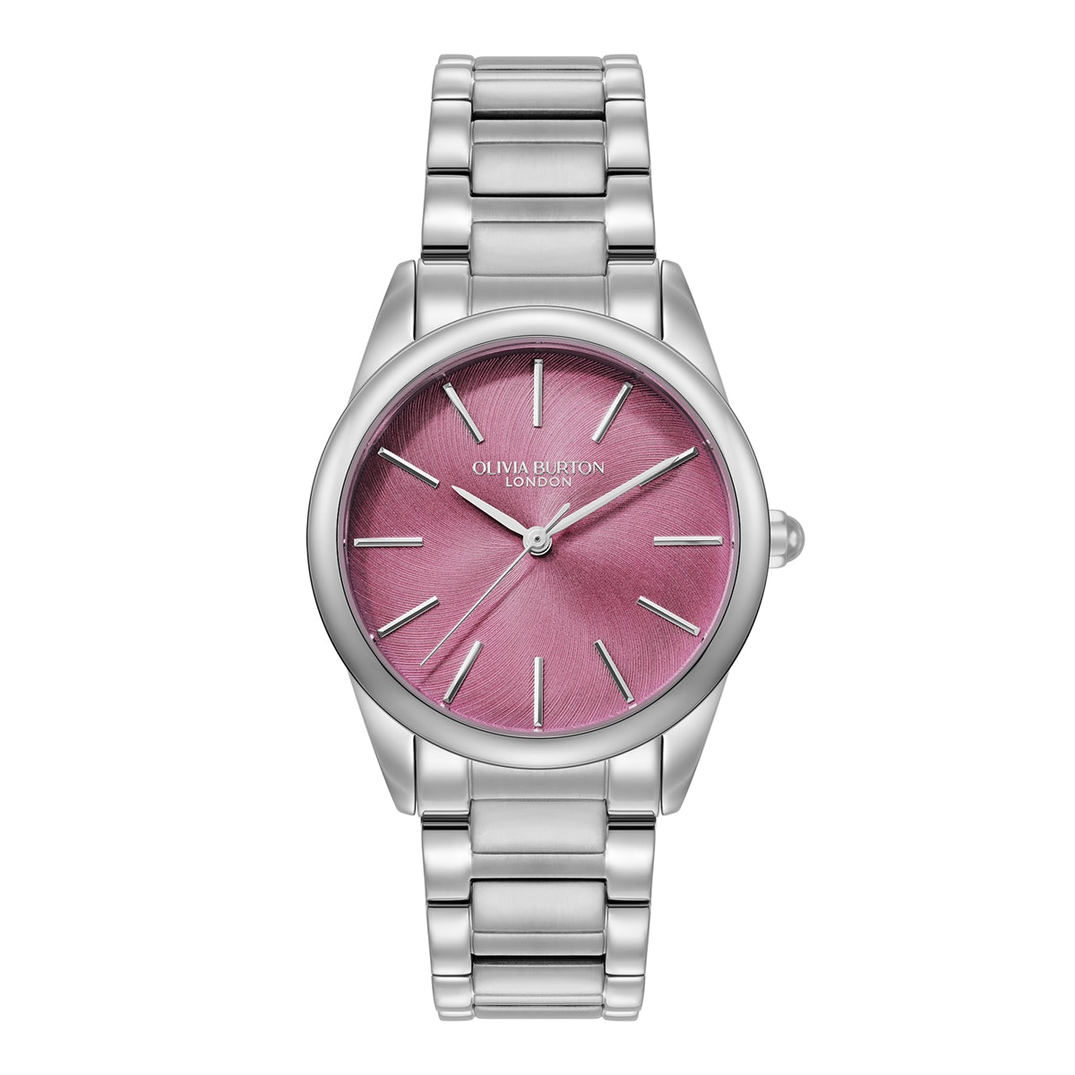 Olivia Burton Silver Glowful Pink Dial Watch
