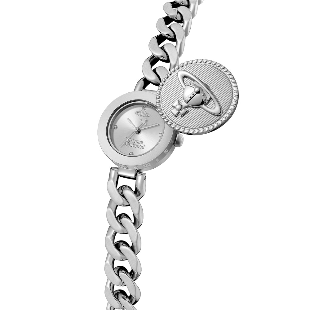 Vivienne Westwood Silver Orb Button Round Button Watch