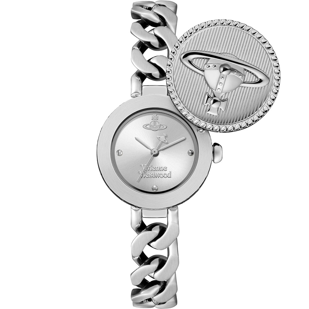 Vivienne Westwood Silver Orb Button Round Button Watch