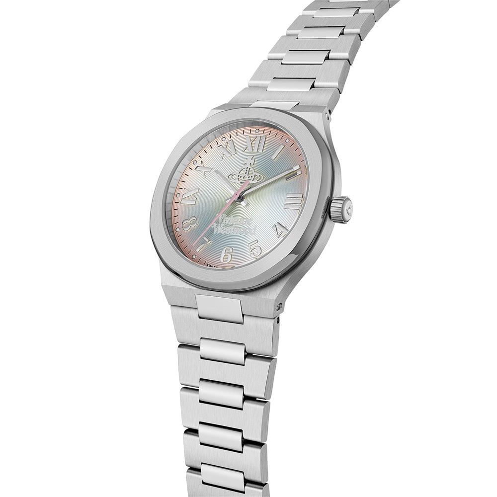 Vivienne Westwood Silver Merton Peach Round Dial Watch