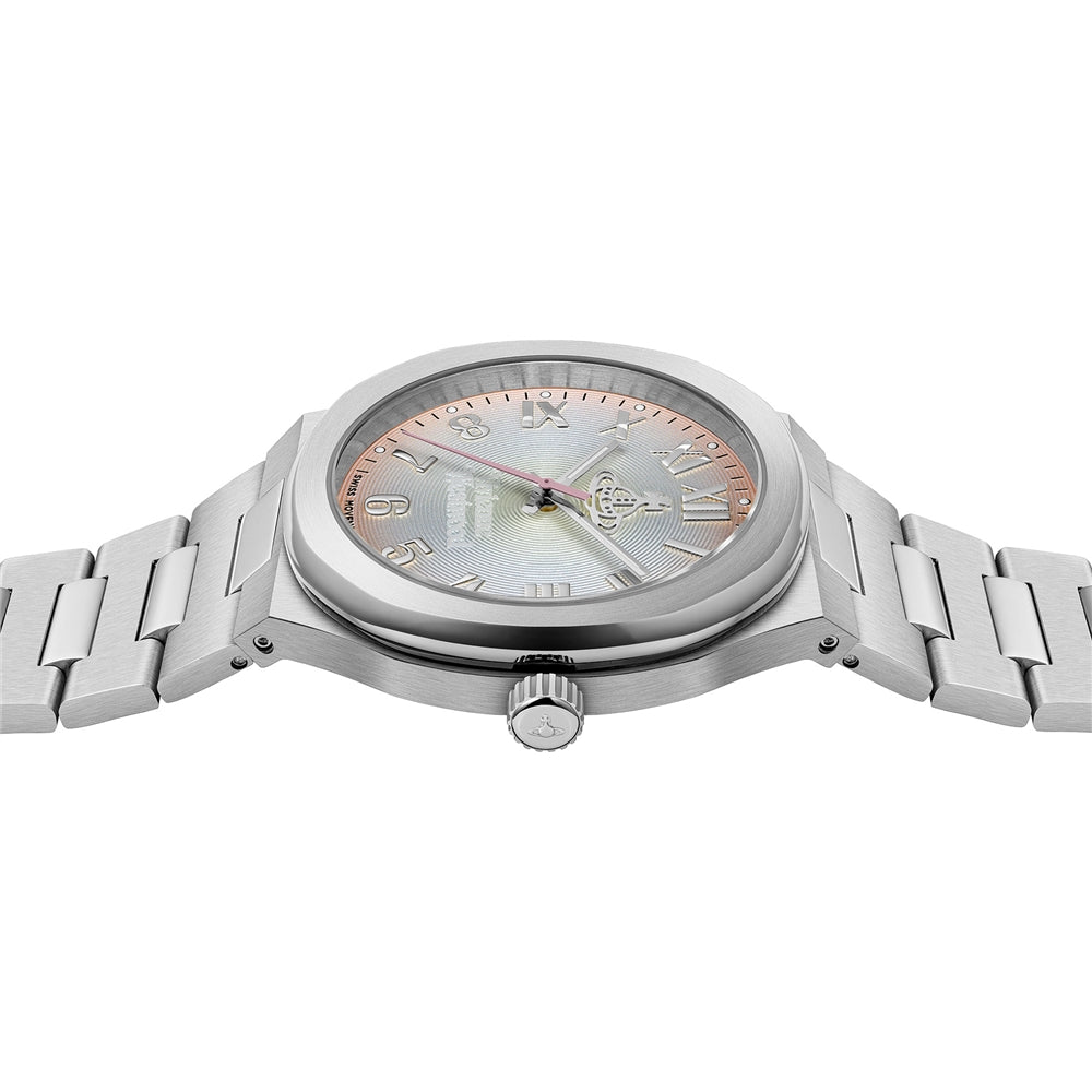 Vivienne Westwood Silver Merton Peach Round Dial Watch