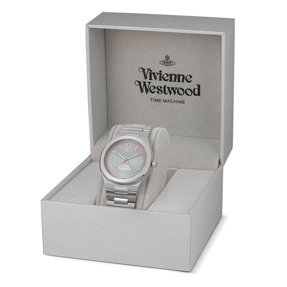 Vivienne Westwood Silver Merton Peach Round Dial Watch