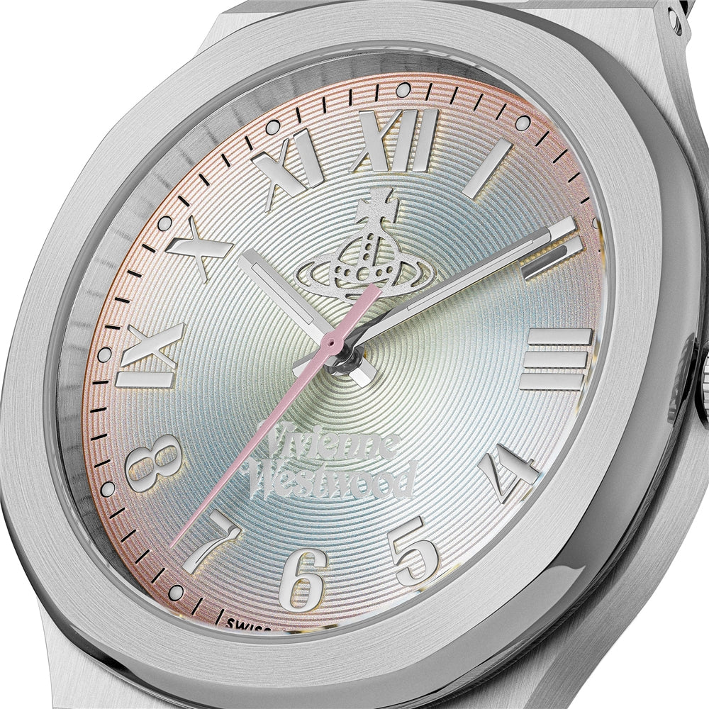 Vivienne Westwood Silver Merton Peach Round Dial Watch