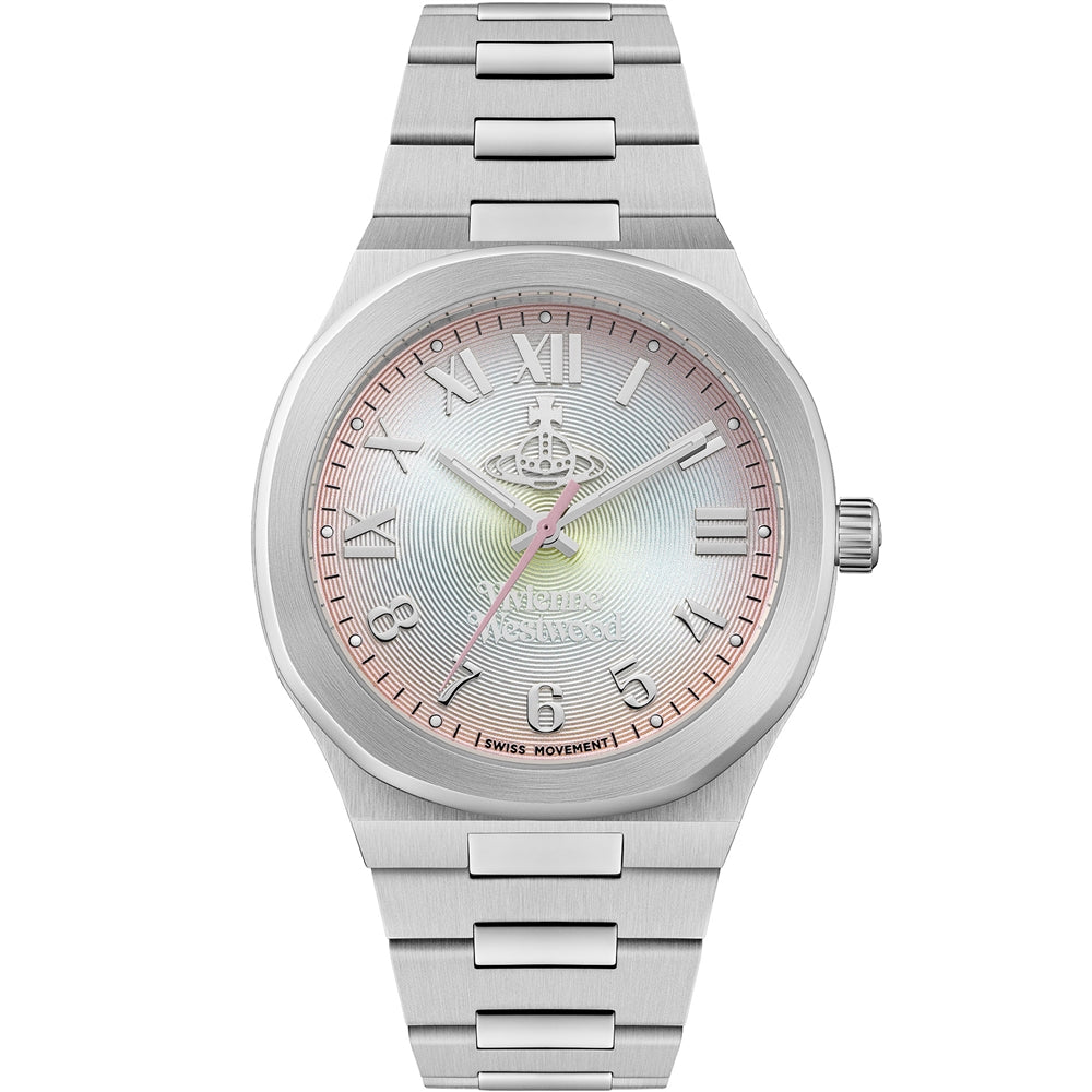 Vivienne Westwood Silver Merton Peach Round Dial Watch