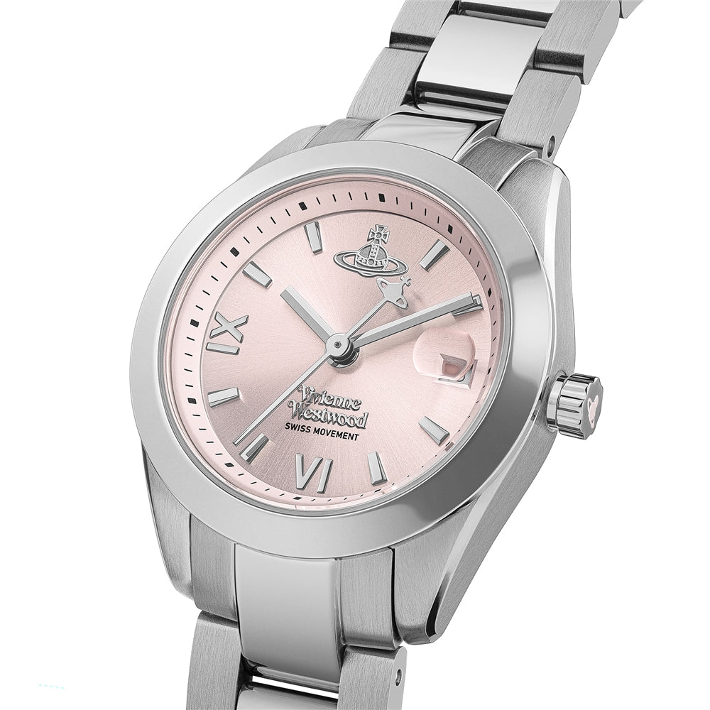 Vivienne Westwood Silver Fenchurch Pink Round Watch