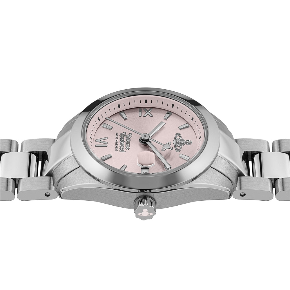 Vivienne Westwood Silver Fenchurch Pink Round Watch