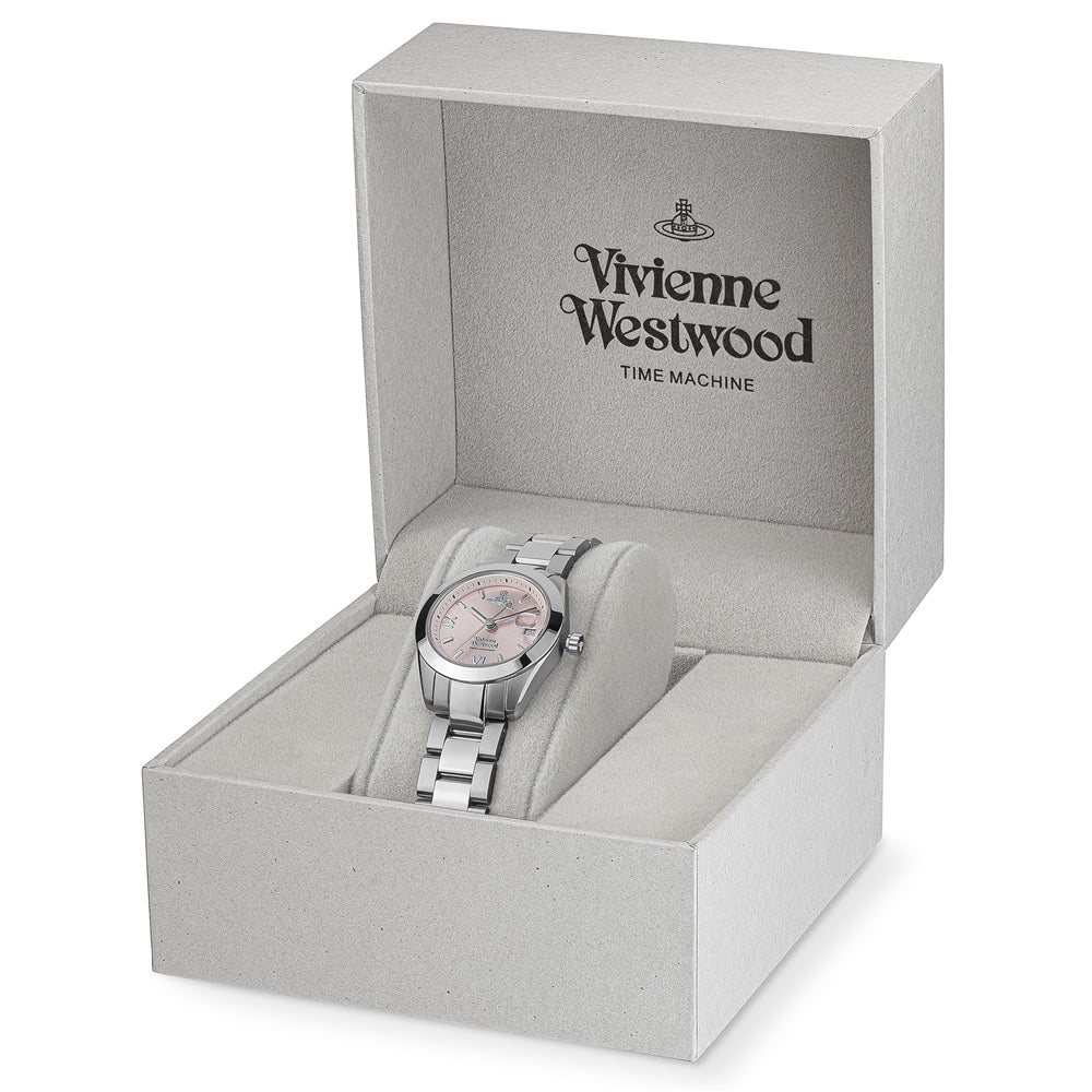 Vivienne Westwood Silver Fenchurch Pink Round Watch