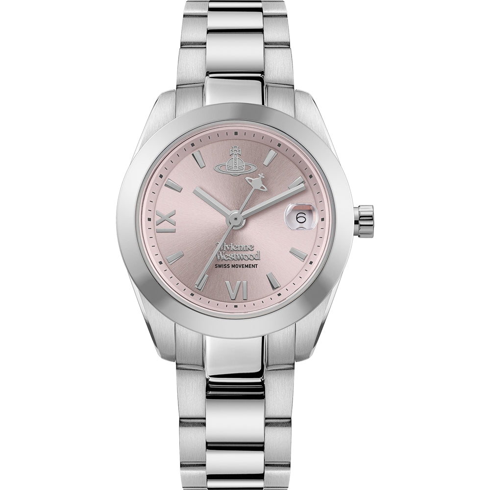 Vivienne Westwood Silver Fenchurch Pink Round Watch