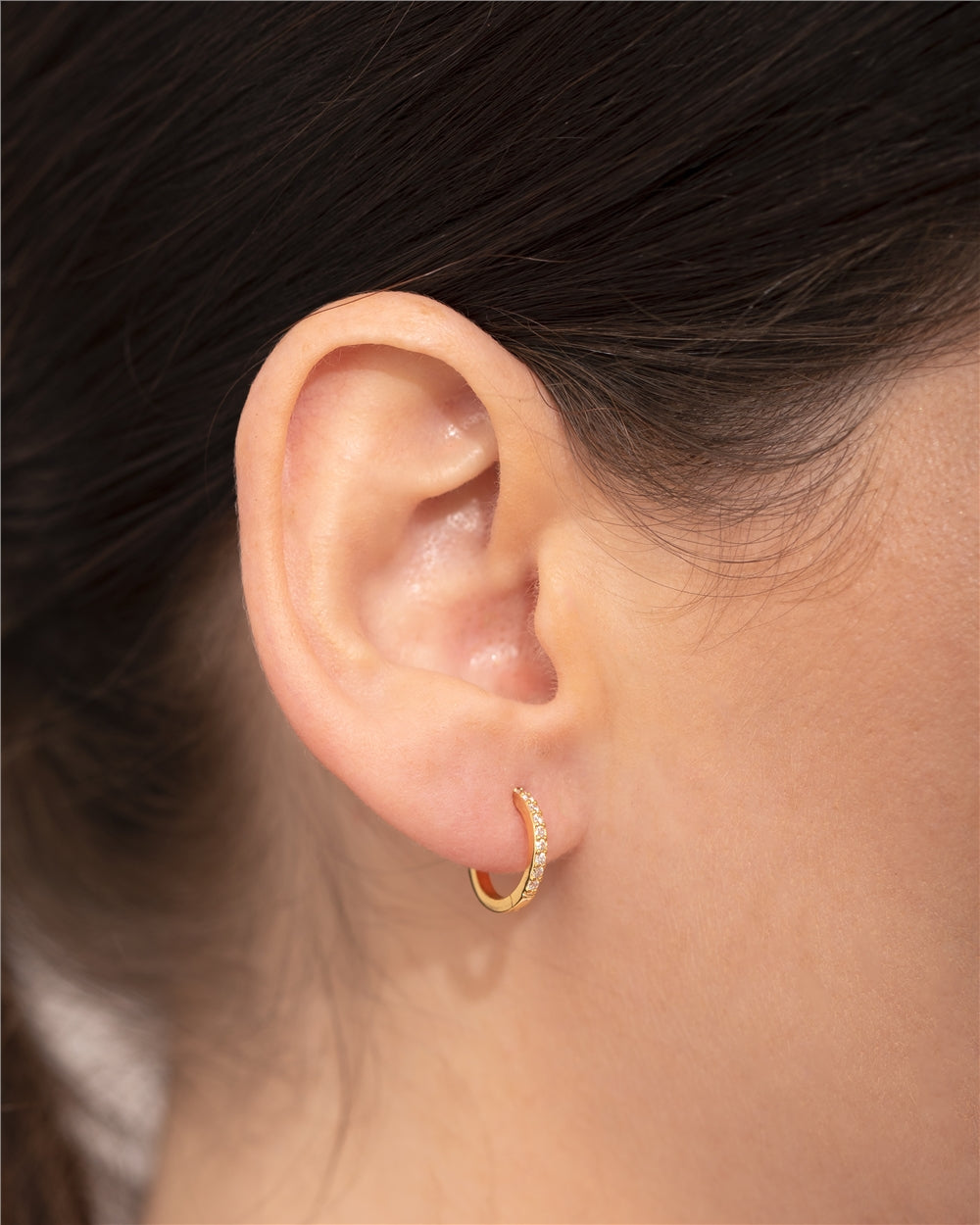 Argento Gold  13mm CZ Hoop Earrings