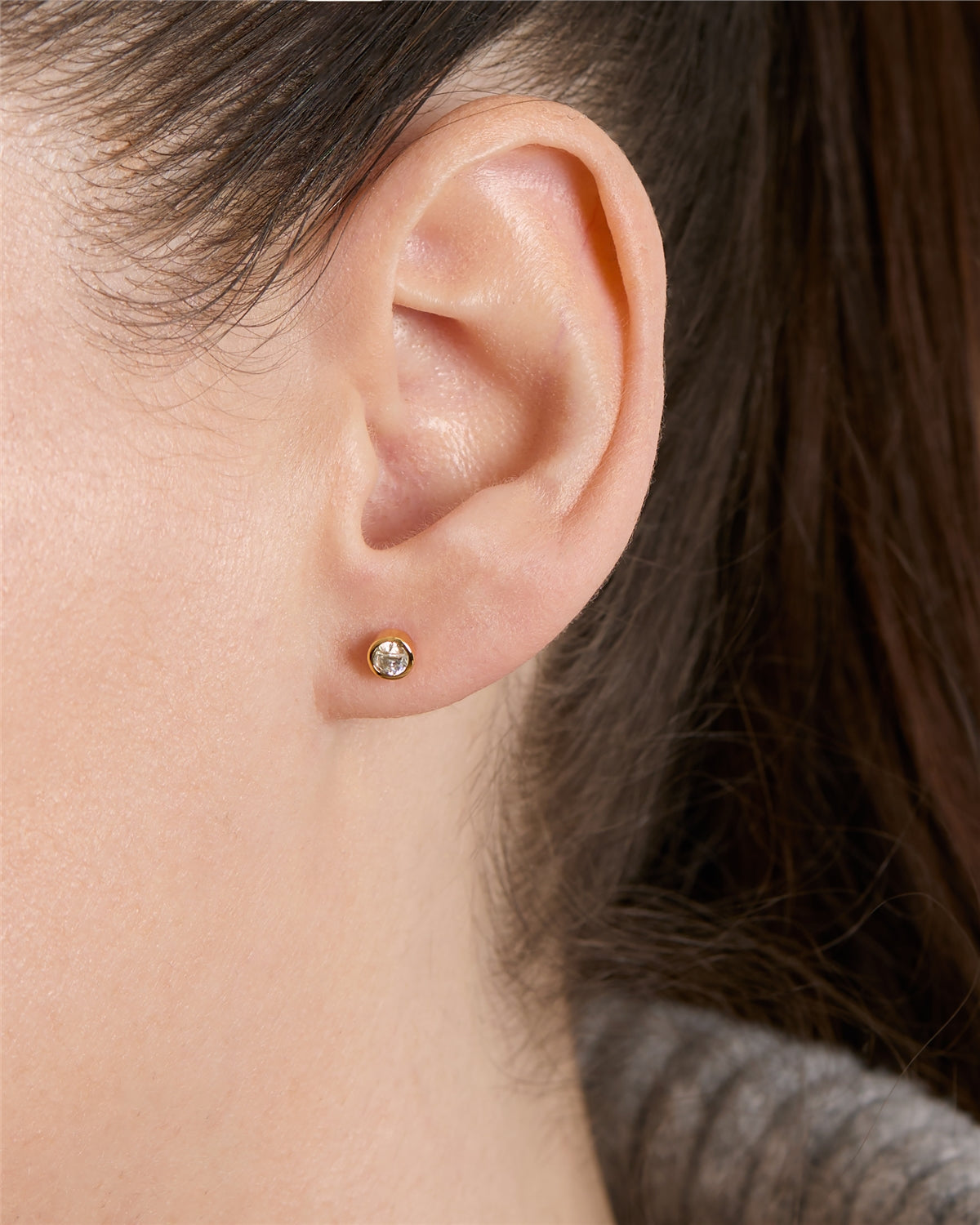 Argento Gold Bezel CZ Stud Earrings
