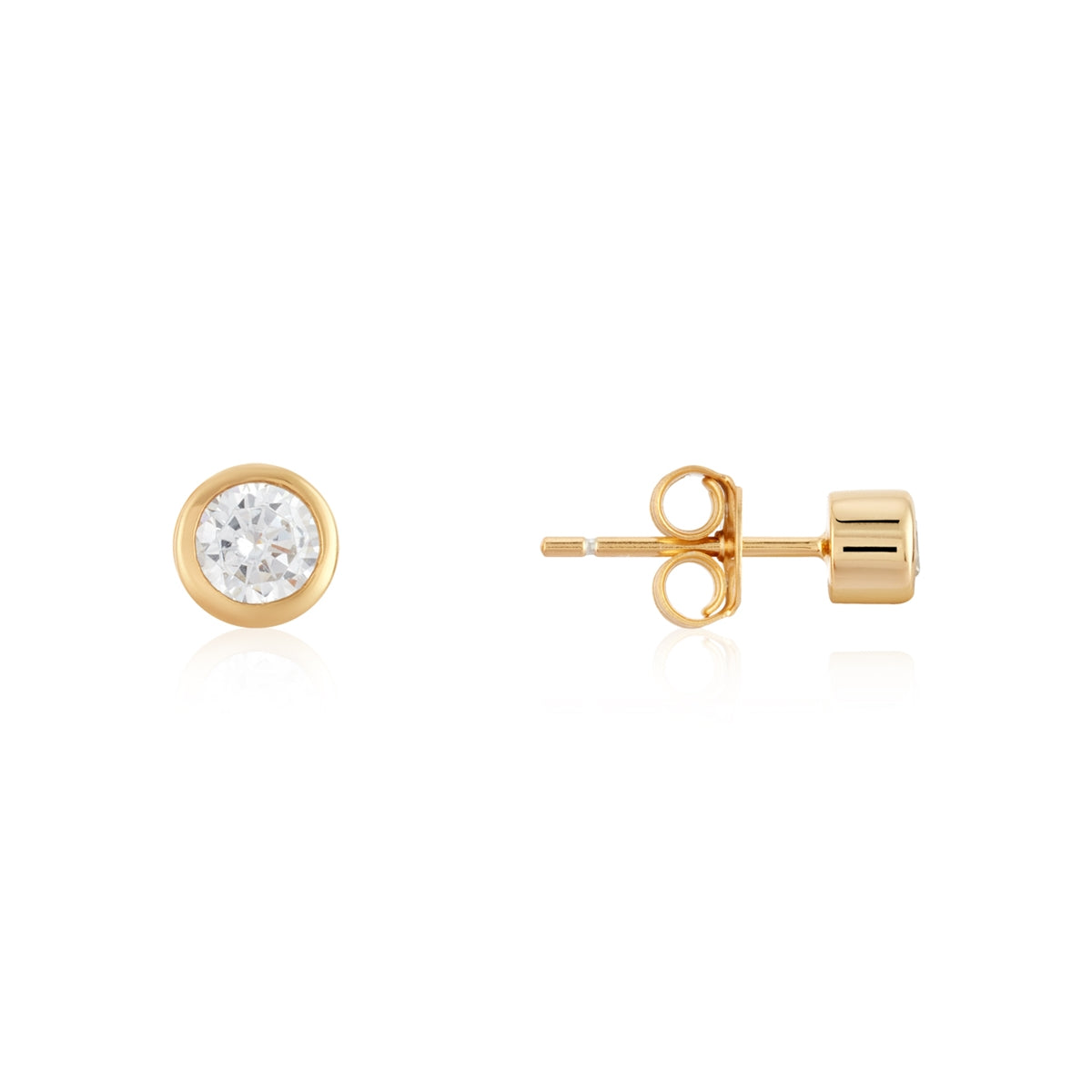 Argento Gold Bezel CZ Stud Earrings