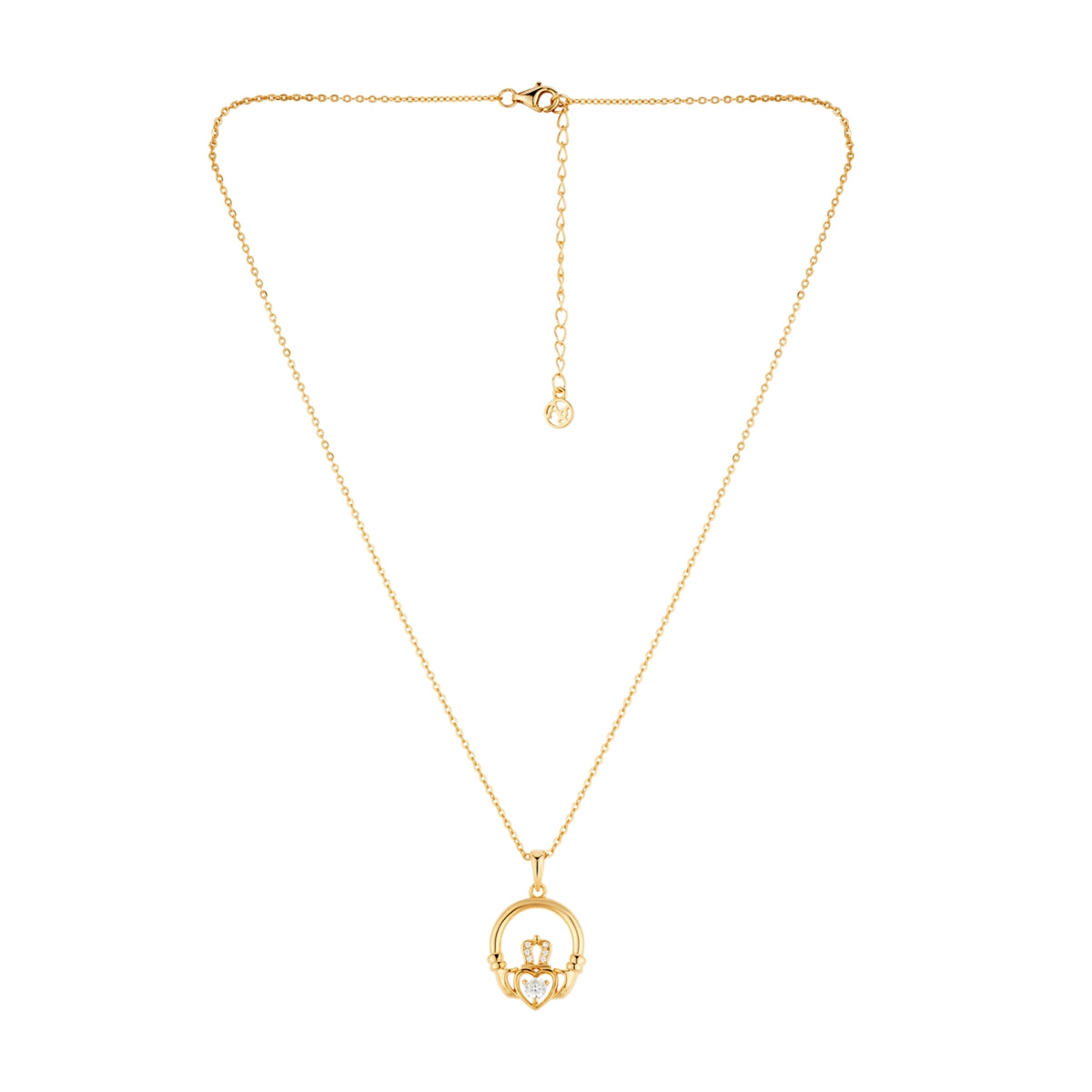 Argento Gold Claddagh Cubic Zirconia Necklace