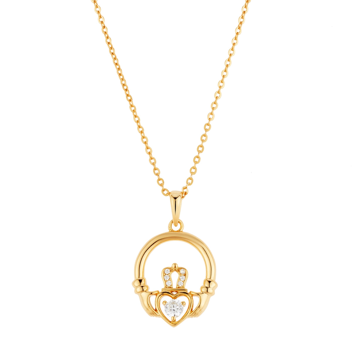 Argento Gold Claddagh Cubic Zirconia Necklace