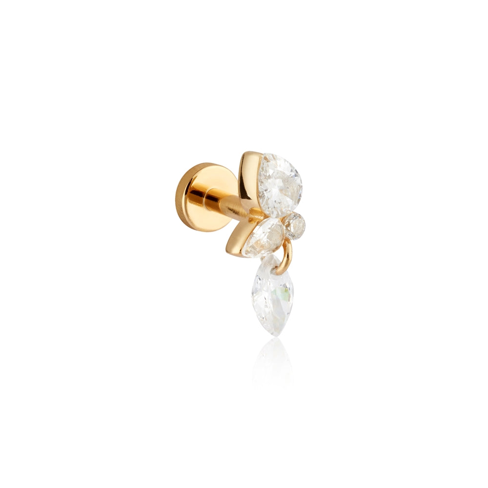 Argento Gold Floral Drop Flat Back Earrings
