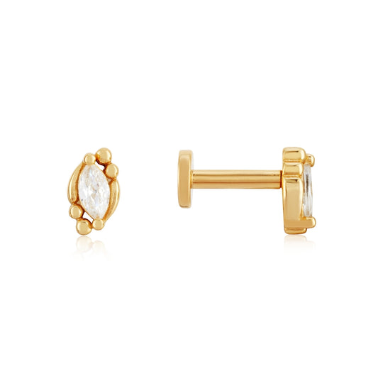 Argento Gold Marquise Flat Back Earrings