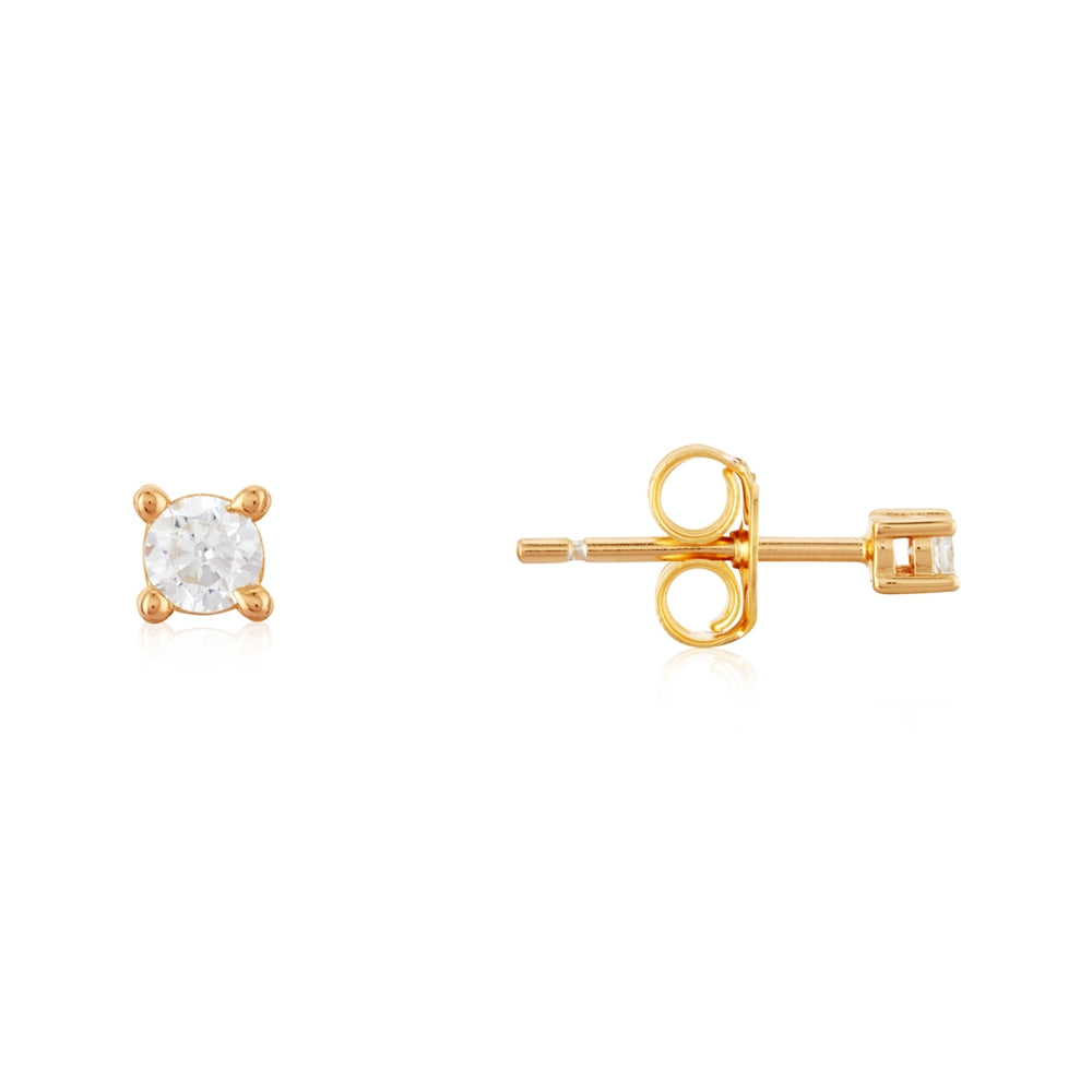 Argento Gold Simple CZ Stud Earrings
