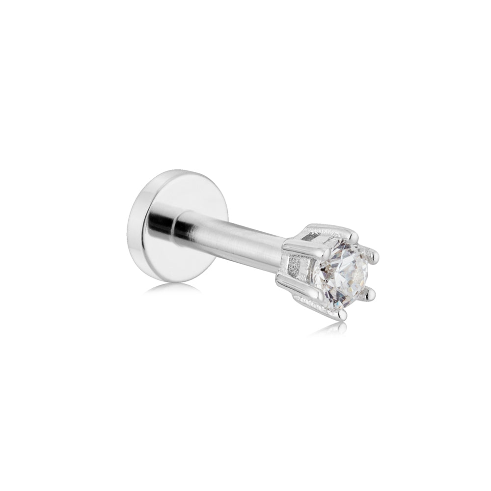 Argento Silver Single Mini CZ Flat Back Earrings