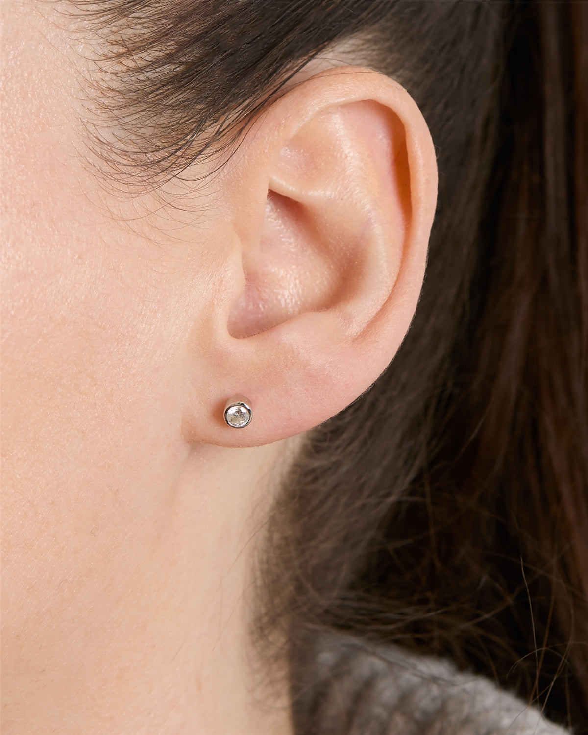 Argento Silver Bezel CZ Stud Earrings
