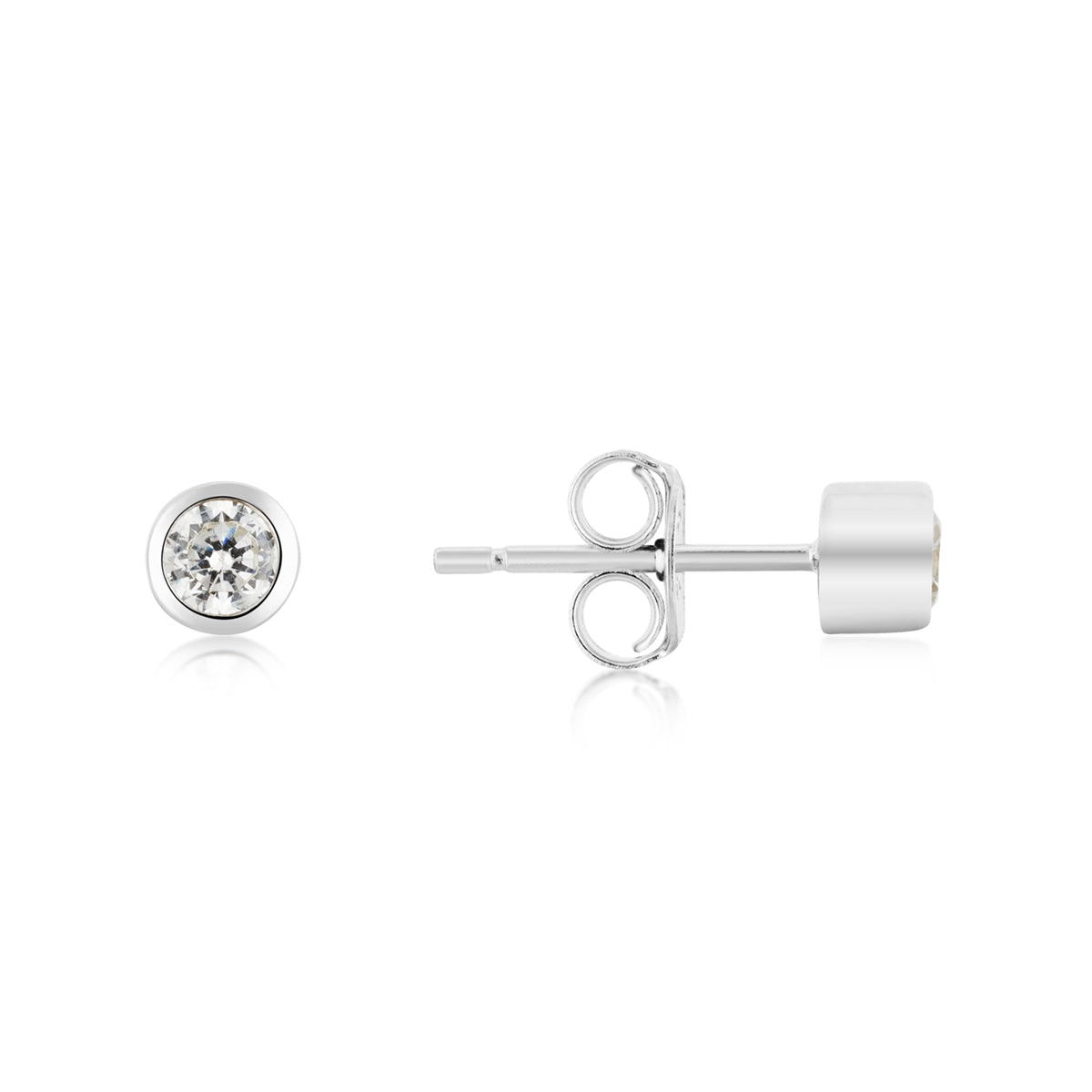 Argento Silver Bezel CZ Stud Earrings