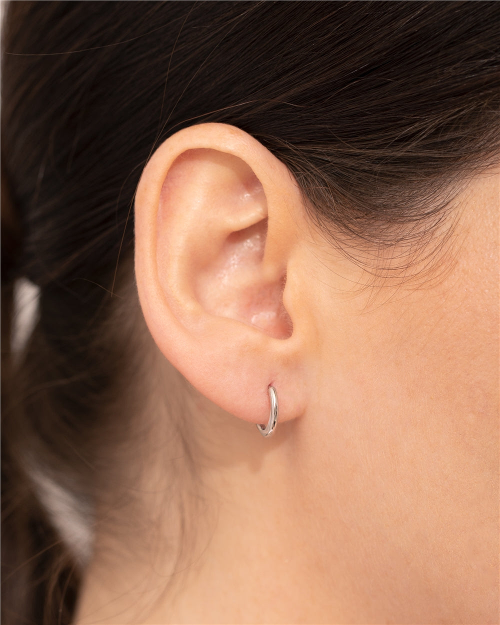 Argento Silver 12mm Slim Rounded Hoop Earrings