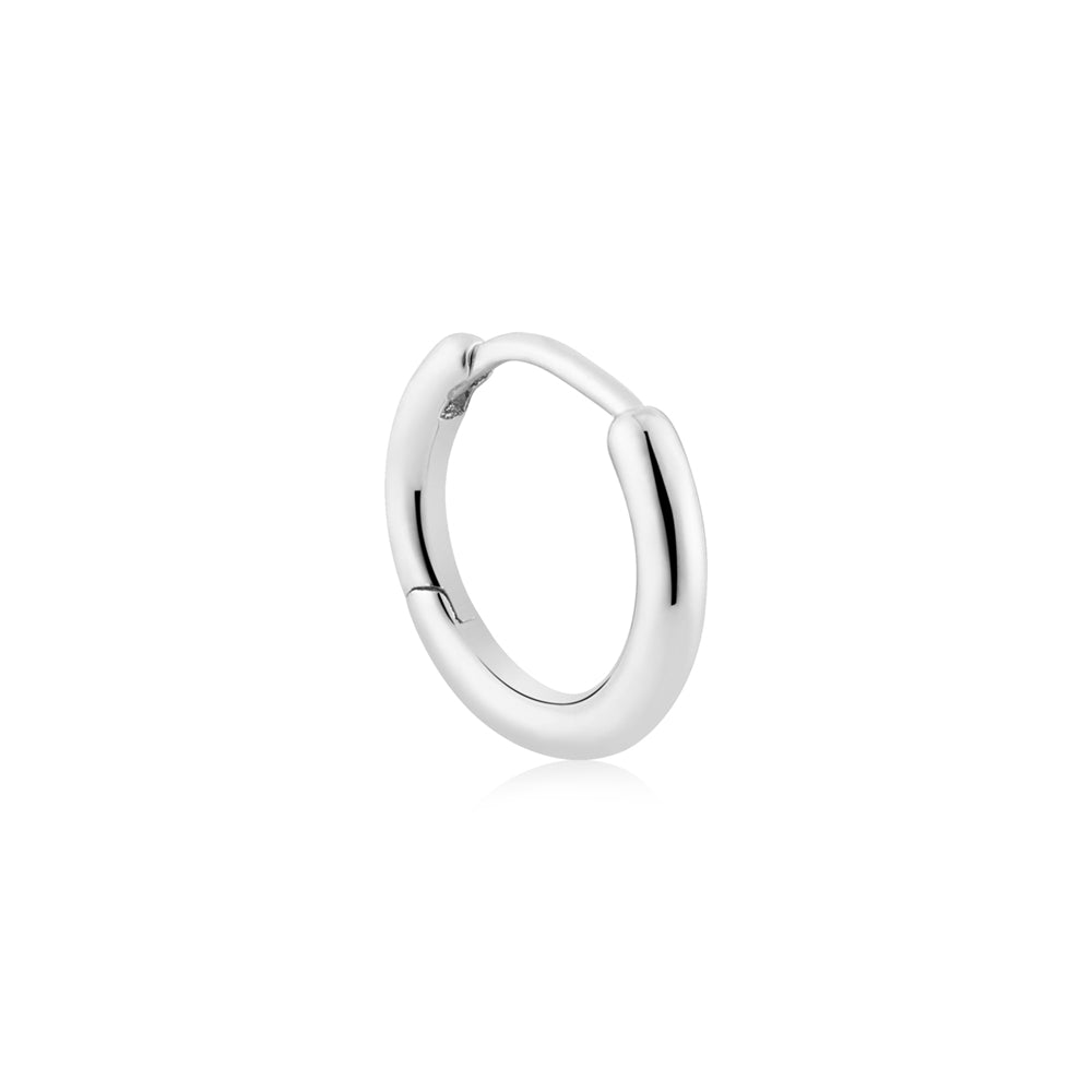Argento Silver 12mm Slim Rounded Hoop Earrings