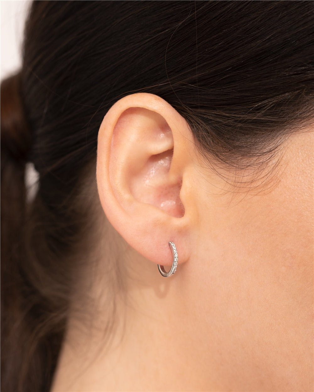 Argento Silver 13mm CZ Hoop Earrings