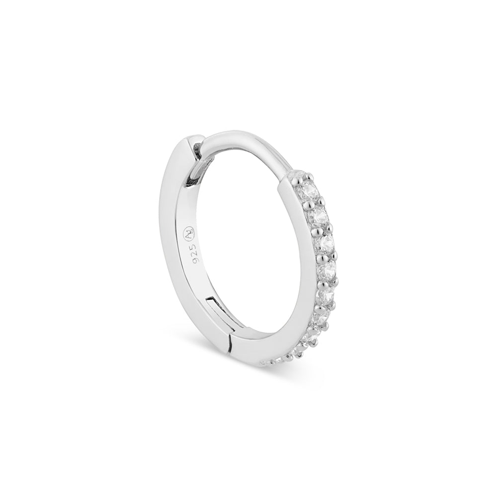 Argento Silver 13mm CZ Hoop Earrings