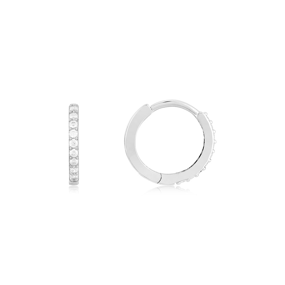 Argento Silver 13mm CZ Hoop Earrings