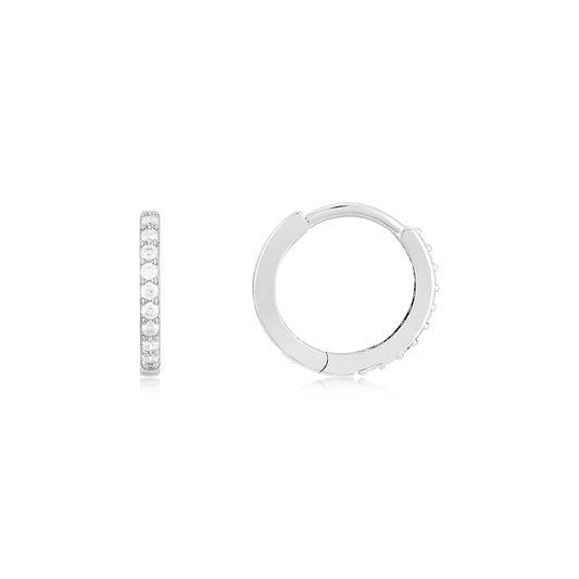 Argento Silver 13mm CZ Hoop Earrings