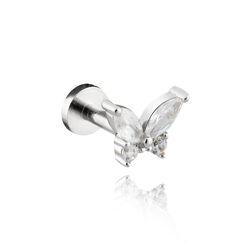 Argento Silver Butterfly Flatback Earrings