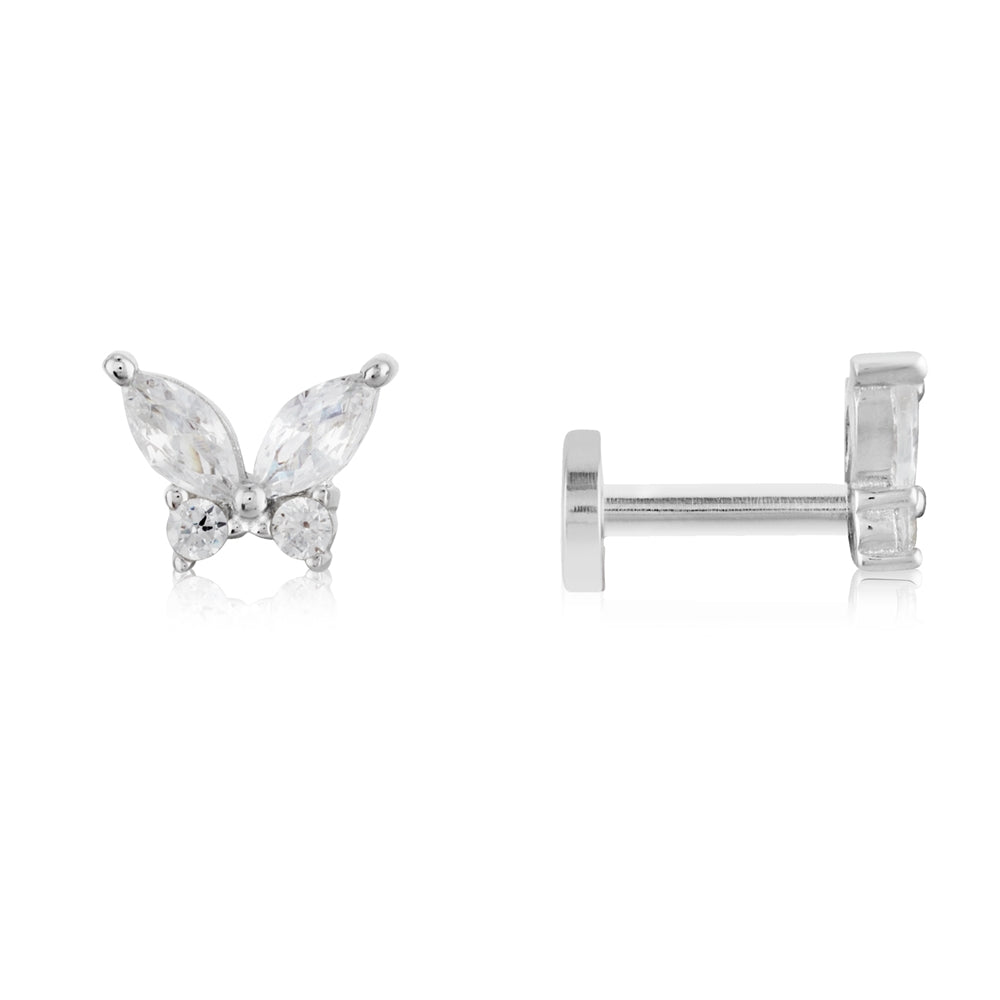 Argento Silver Butterfly Flatback Earrings
