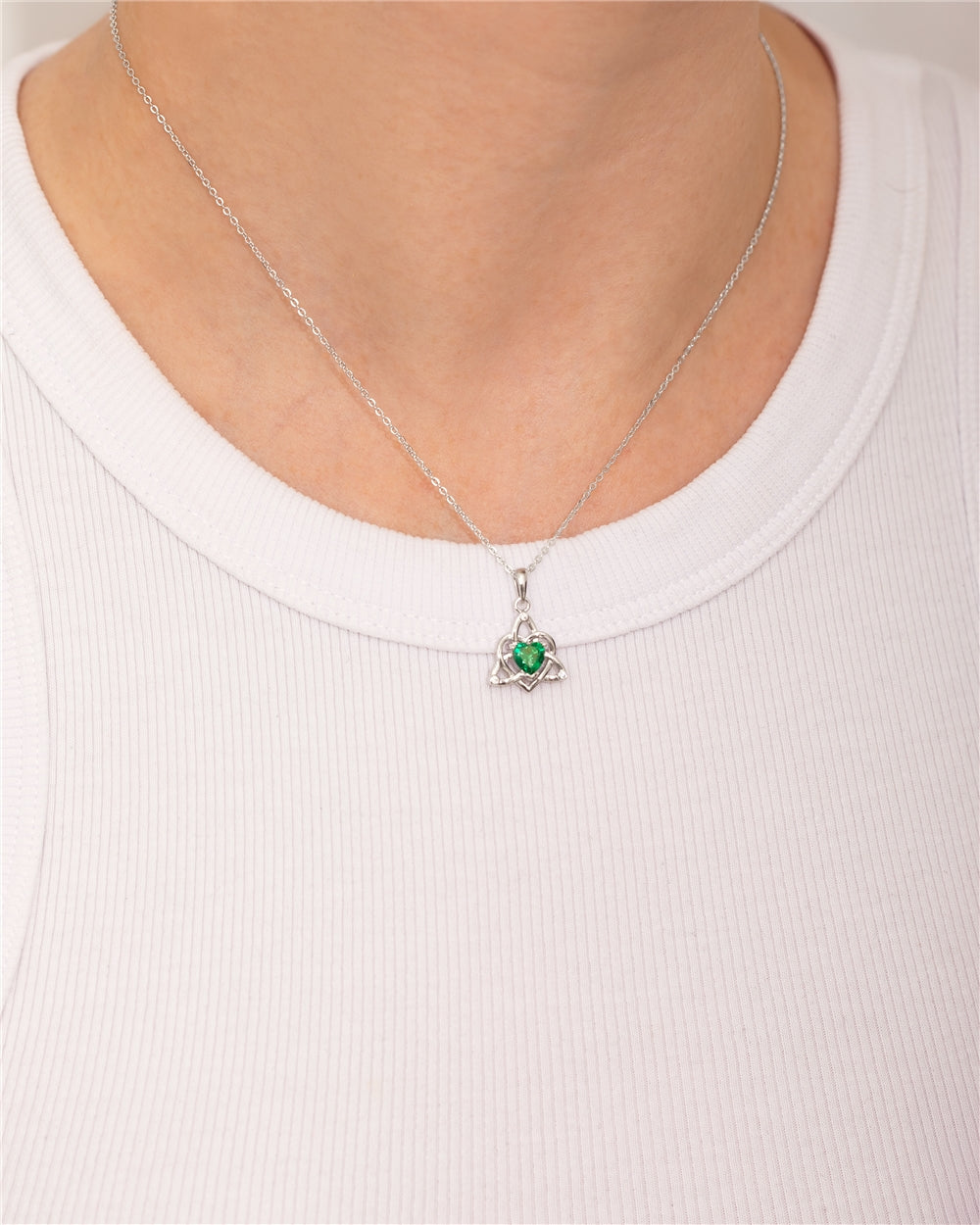 Argento Silver Celtic Green Love Knot Necklace
