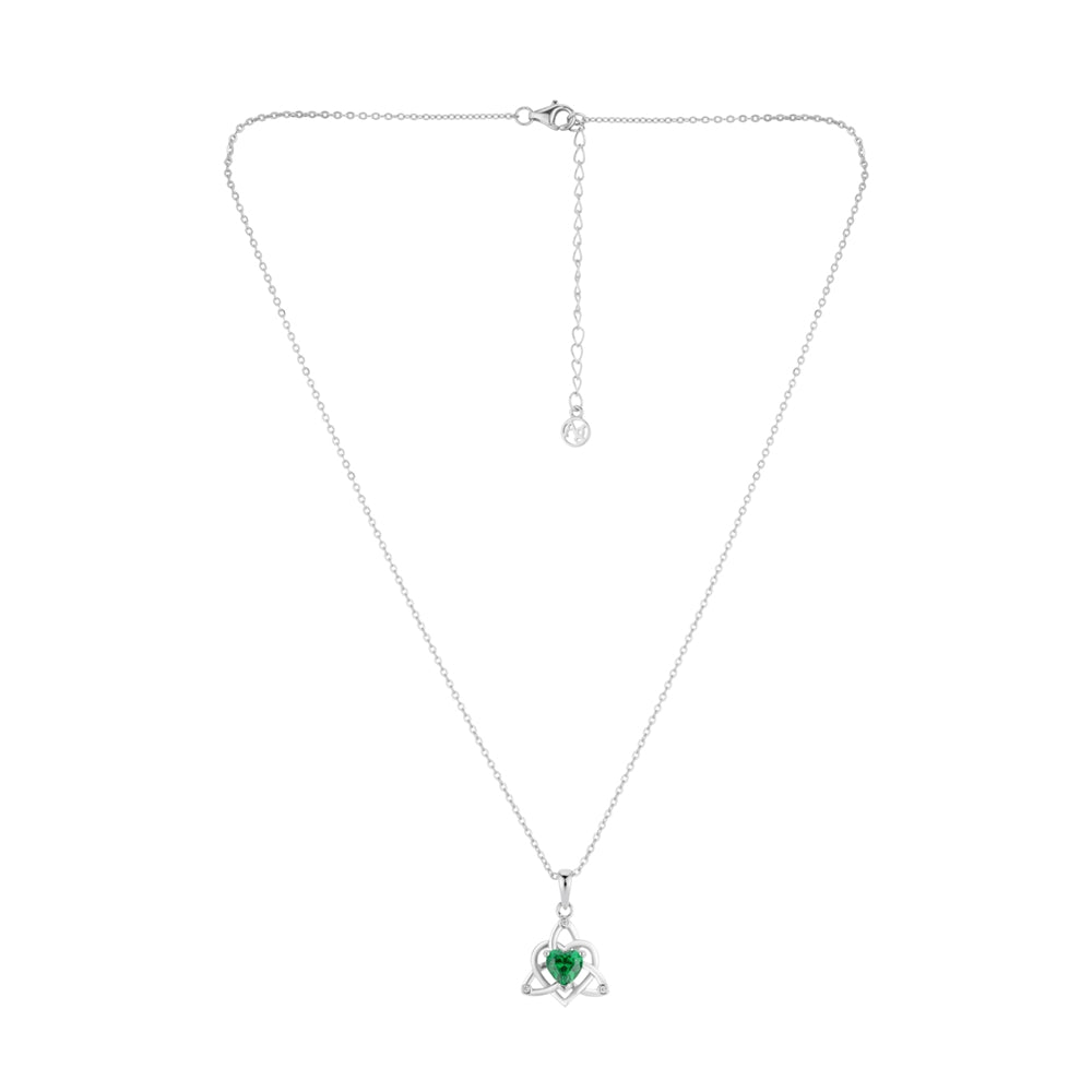 Argento Silver Celtic Green Love Knot Necklace