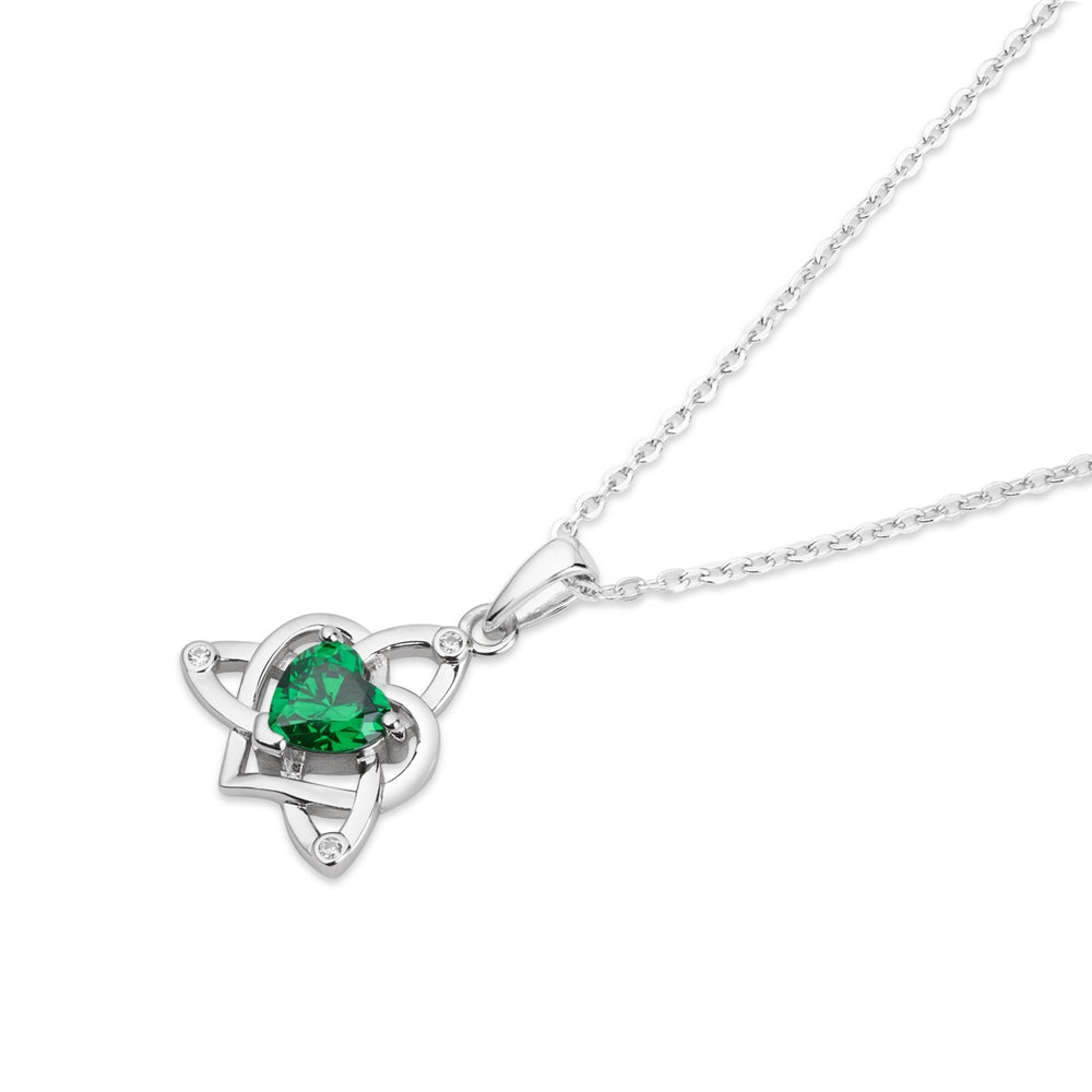Argento Silver Celtic Green Love Knot Necklace