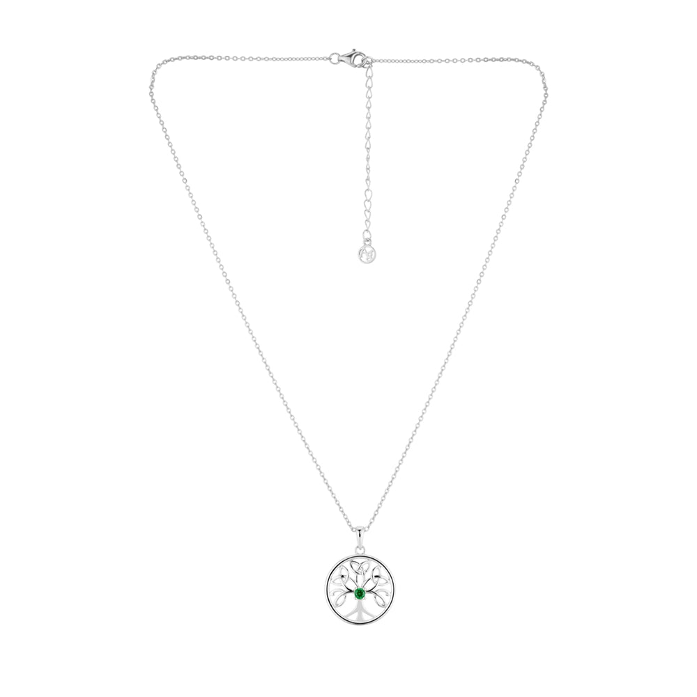 Argento Silver Celtic Green Tree Of Life Necklace