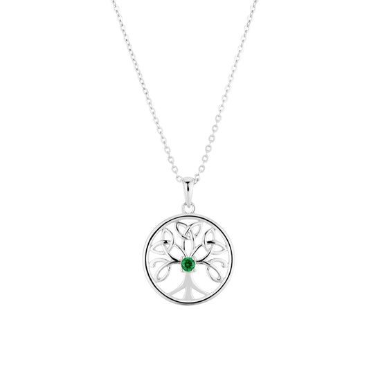 Argento Silver Celtic Green Tree Of Life Necklace